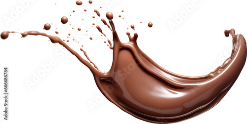 Realistic isolated chocolate wave splash isolated transparency background.
