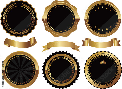 高級感のあるエンブレム6種セット　ブラック＆ゴールド