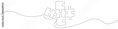 Puzzle icon line continuous drawing vector. One line Conundrum icon vector background. Team work icon. Continuous outline of a Missing item.