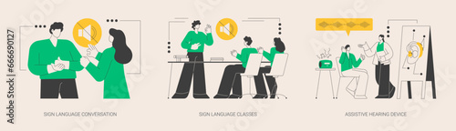 Disability communication abstract concept vector illustrations.