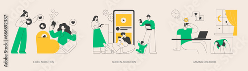 Digital overload abstract concept vector illustrations.