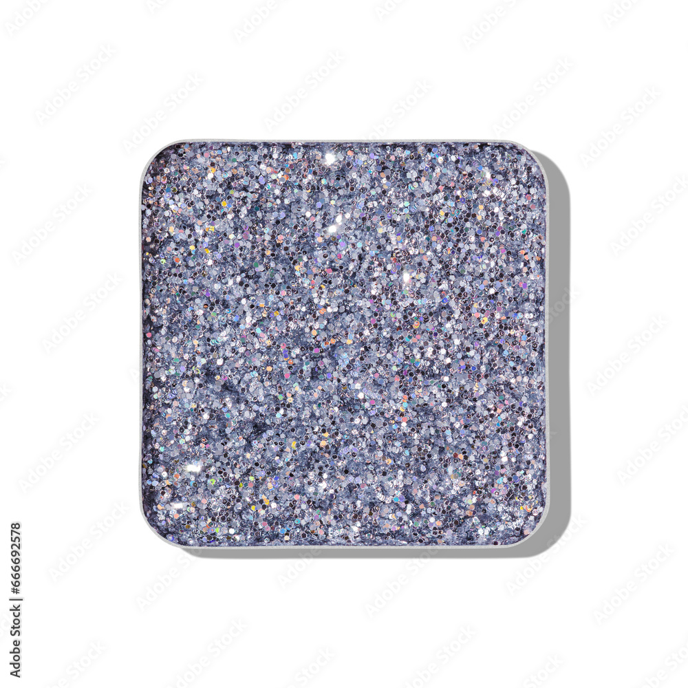 custom made wallpaper toronto digitalTop view glitter eye shadow gray color swatch isolated with translucent hard shadow, in metal square package. Close up macro refill sparkling eyeshadow for makeup, cosmetics texture, cutout element