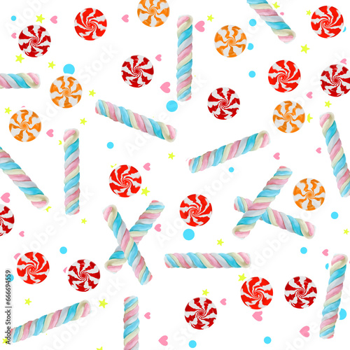 Sweet Candy and marshmallows  with stars, love background