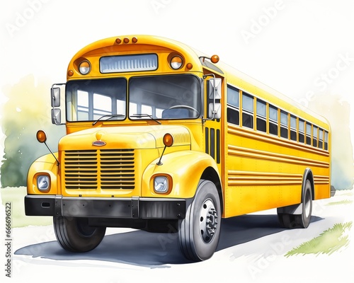 yellow school bus driving down street illustration featuring engine light grey blue golden whip mustard declassified petrol yellows photo