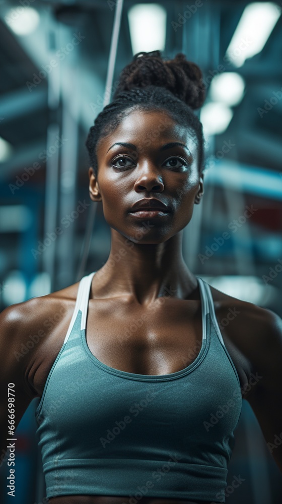 Black Athlete woman training in the gym