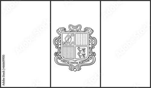 Andorra flag, for color the flag. Draft flag.