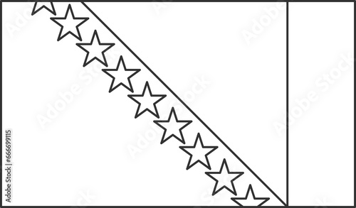 Bosnia and Herzegovina flag, for color the flag. Draft flag.