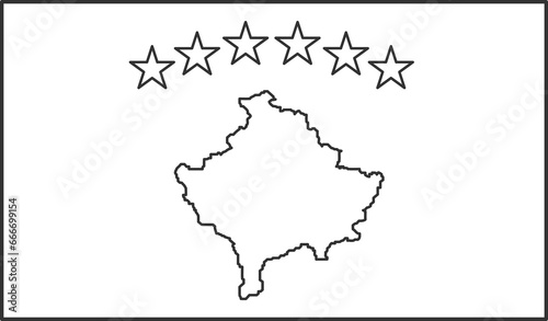 Kosovo flag, for color the flag. Draft flag.