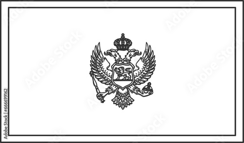 Montenegro flag, for color the flag. Draft flag.