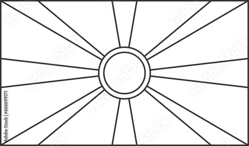 North Macedonia flag, for color the flag. Draft flag.