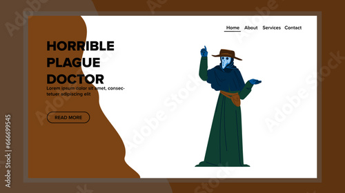 carnival horrible plague doctor vector. web flat, halloween carnival, dead card carnival horrible plague doctor web flat cartoon illustration