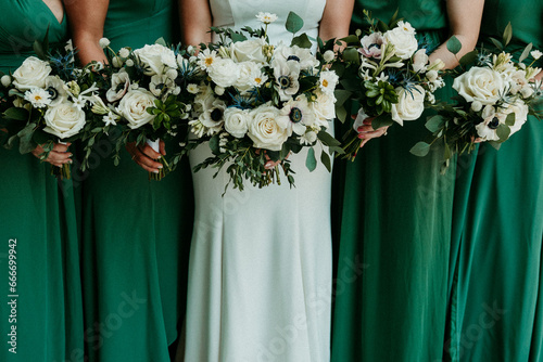 Bridal Bouquets with bride and bridesmaid