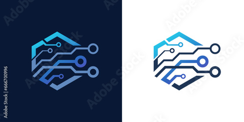 technology logo polygon, abstract logo, internet icon