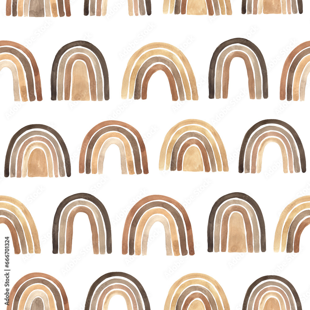 Seamless patterm with beige and brown rainbows Seamless patterm with beige and brown rainbows