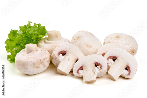 Champignon mushrooms, isolated on white background.