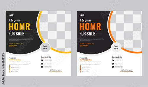 Real estate home sale social media post design and web banner template, Minimal and colorful real estate flyer brochure design template, Set of Real estate social media post template design 