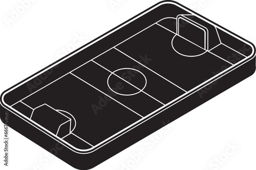 Cartoon Black and White Isolated Illustration Vector Of An Ice Hockey Skating Rink