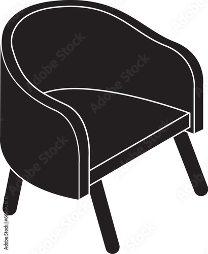 Cartoon Black and White Isolated Illustration Vector Of A Furniture Seating Solo Chair