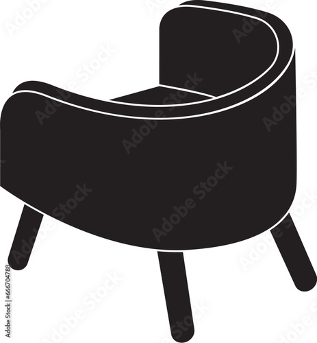 Cartoon Black and White Isolated Illustration Vector Of A Furniture Seating Solo Chair