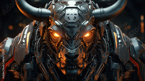 Сreativity art. Stylized cyber bull. 