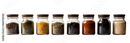 Isolated reusable spice jars on white background