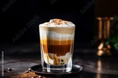 Refined coffee crafted as latte macchiato. Generative AI