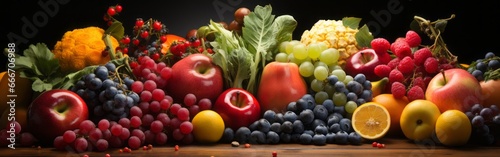 Composition with variety of fresh vegetables and fruits. Balanced diet.