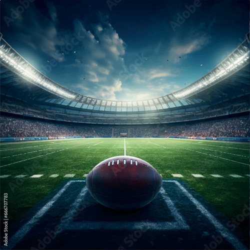 Illustration of American or gridiron football field and ball background