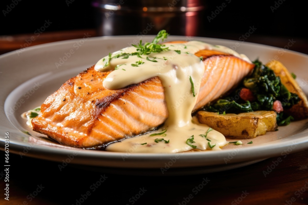 Seared Salmon Delicacy: Freshly Cooked Perfection Seared Salmon Delicacy: Freshly Cooked Perfection