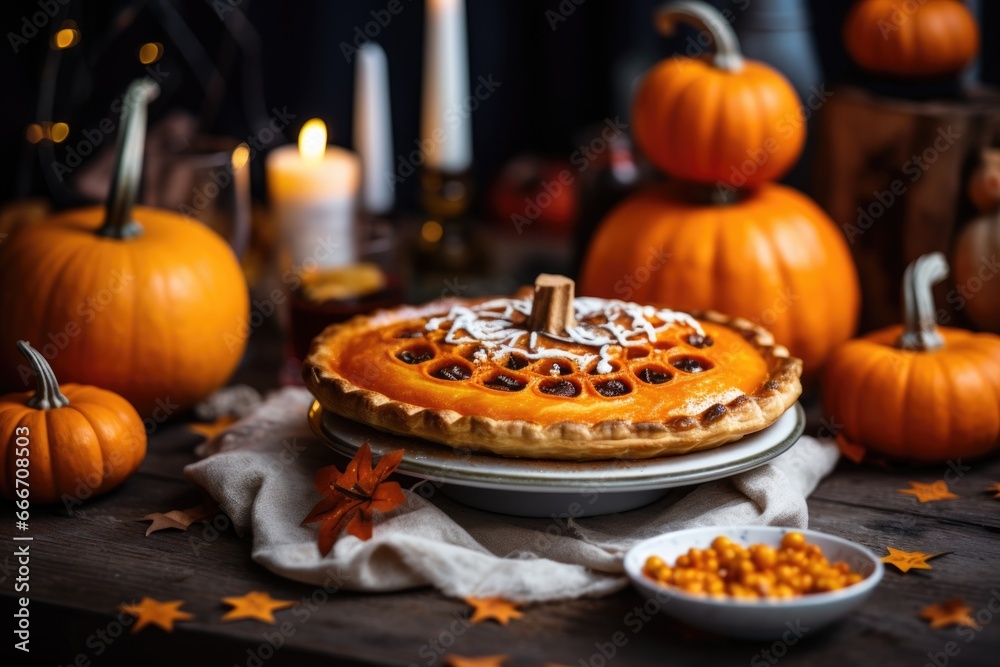 Halloween Delight: Festive Pumpkin Pie Presentation Halloween Delight: Festive Pumpkin Pie Presentation