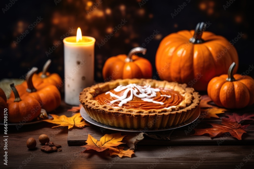 Halloween Delight: Festive Pumpkin Pie Presentation