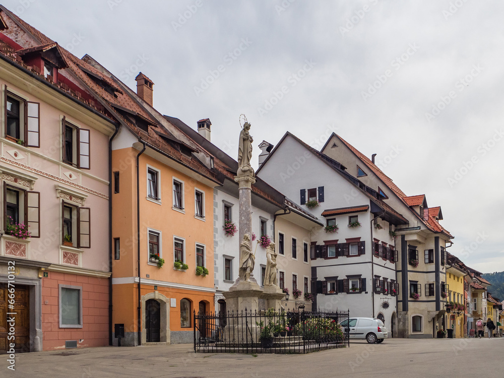 Fototapeta premium City of Skofja Loka at old city center, Slovenia