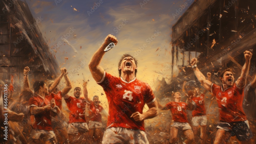 Person celebrating in sports. Generative AI Person celebrating in sports. Generative AI