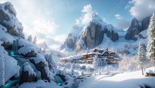 "Alpine Elegance: A Mystic Winter Landscape in 4K"