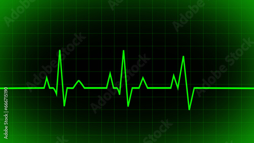 Green heartbeat line icon. Pulse line, Pulse trace. ECG and Cardiac symbol. Emergency ekg monitoring. green glowing neon heart pulse. Heart beat. Electrocardiogram. Health and Medical concept.
