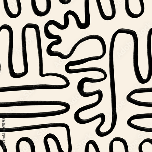 Abstract Organic Shapes Seamless Pattern. Pastel boho background in minimalist mid century style. Perfect seamless print for home decor.