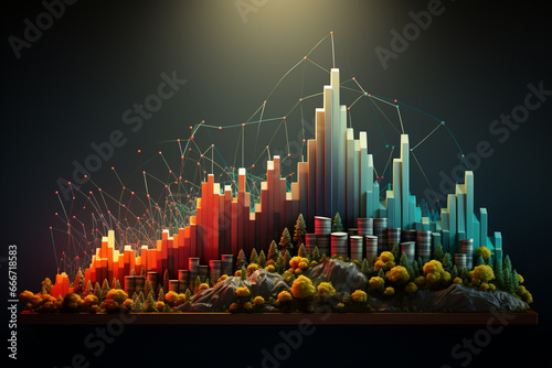 Vibrant and abstract graph that ingeniously conveys the exhilaration of success and growth. Ai generated photo