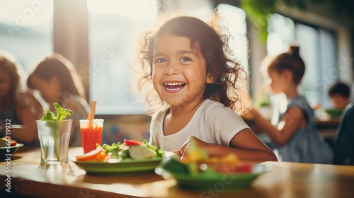 Healthy food is being consumed by children at either kindergarten or home.