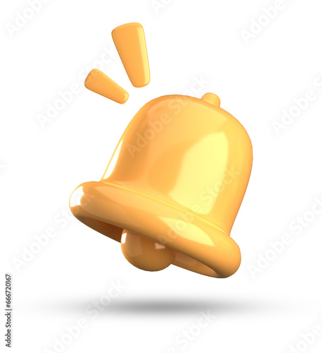 3d rendering of bell notification, 3D pastel icon set.