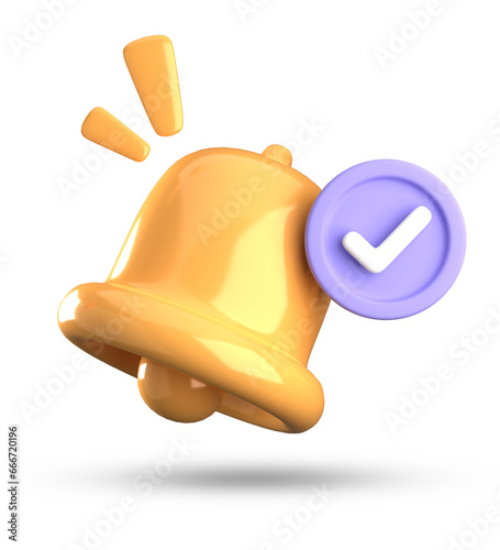 3d rendering of bell notification, 3D pastel icon set.