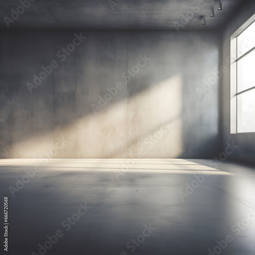 Monochrome Elegance  Polished Floor Paired with Captivating Light Grey Wall