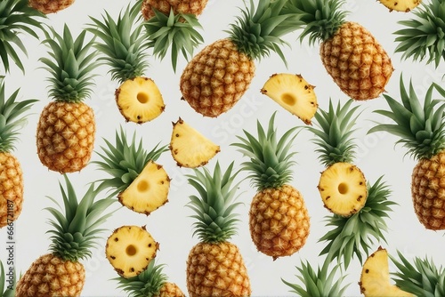 Exotic Sweetness: Ripe Pineapple Fruits Isolated on a Neutral Background
