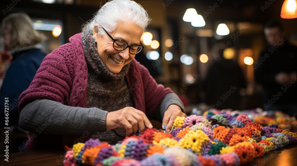The gift of warmth: Volunteers knit colorful blankets for homeless individuals, providing comfort during cold winter nights The gift of warmth: Volunteers knit colorful blankets for homeless individuals, providing comfort during cold winter nights