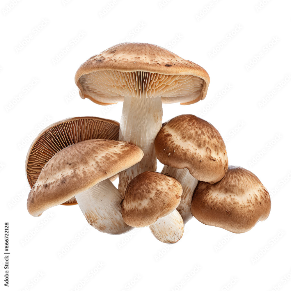 Culinary mushrooms in an isolated and transparent PNG in a Food-themed, photorealistic illustration. generative ai Culinary mushrooms in an isolated and transparent PNG in a Food-themed, photorealistic illustration. generative ai