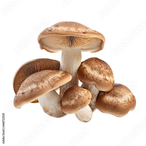  Culinary mushrooms in an isolated and transparent PNG in a Food-themed, photorealistic illustration. generative ai