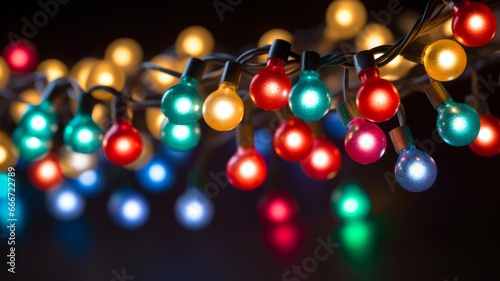 Black Background Illuminated with Festive Christmas Decorations in a Merry and Bright New Holiday Season