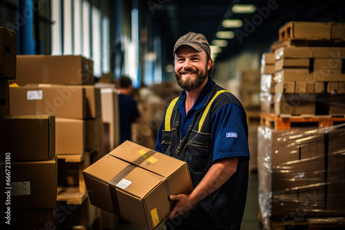 A warehouse worker with a package