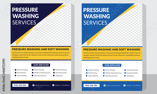 Advertising Pressure Washing and cleaning service banner design,window washing flyer  photo