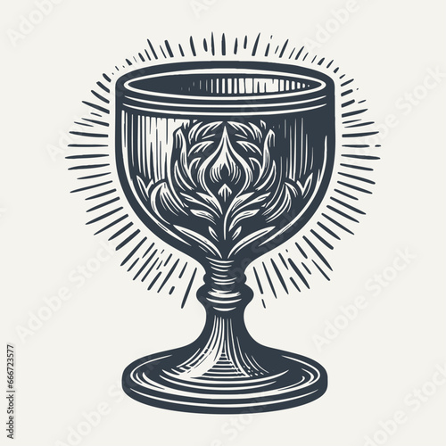 Goblet. Vintage woodcut engraving style hand drawn vector illustration. photo