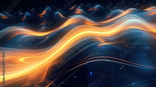 Colorful, surreal, futuristic, and abstract image of waves of lights to be used as background and wallpaper in presentations and social media. 